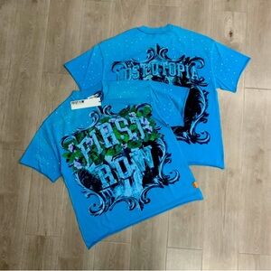 First Row blue Graphic T-shirt with rhinestones size small